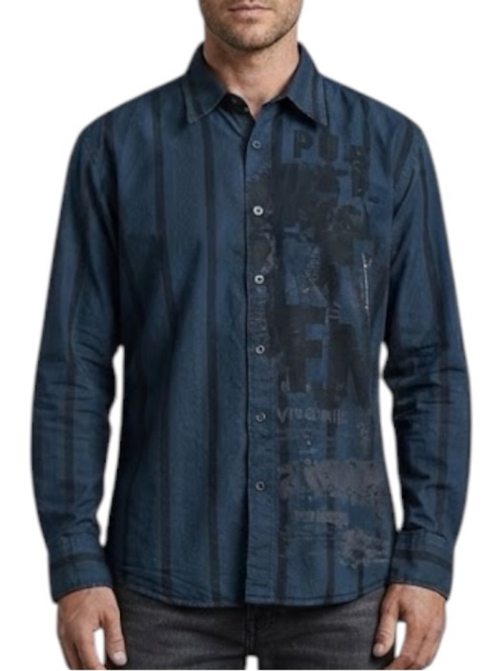 POINT ZERO INTERFACE Striped Button Down Shirt XL